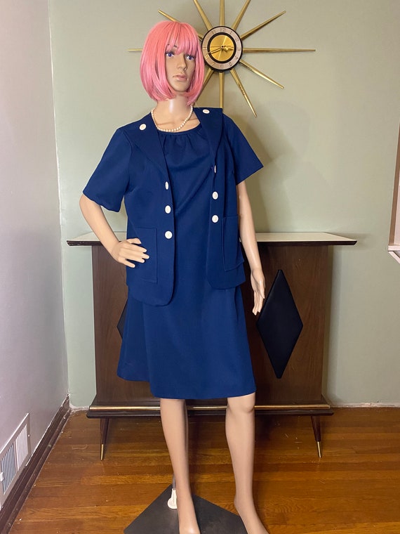 Navy Blue two Piece Vintage Dress