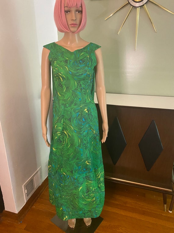 Vintage Green floral flowing dress - Gem
