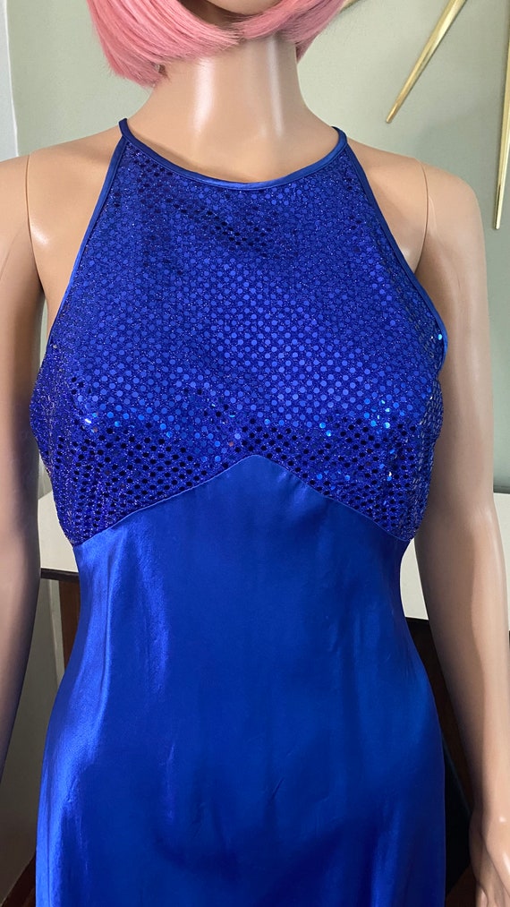 Royal Blue Sequin and satin formal party dress - image 2