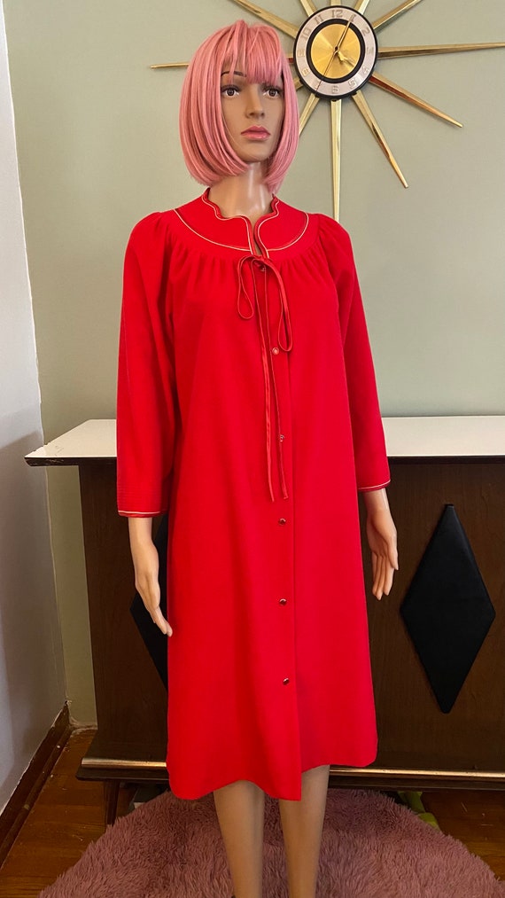 Vintage Red fleece nightgown small