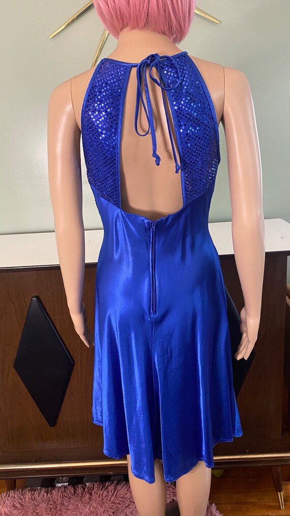 Royal Blue Sequin and satin formal party dress - image 3