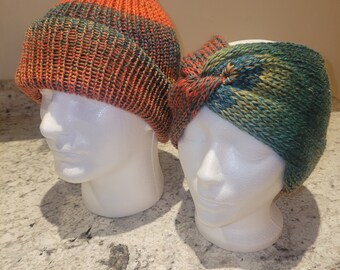 His and hers beanie cap and headband