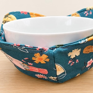 Quilted Cotton Bowl Cozy, Microwave Safe, Reusable Soup Holder (Gift)