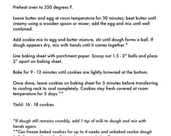 Instructions for Sophia's Really Good Cookie Mix