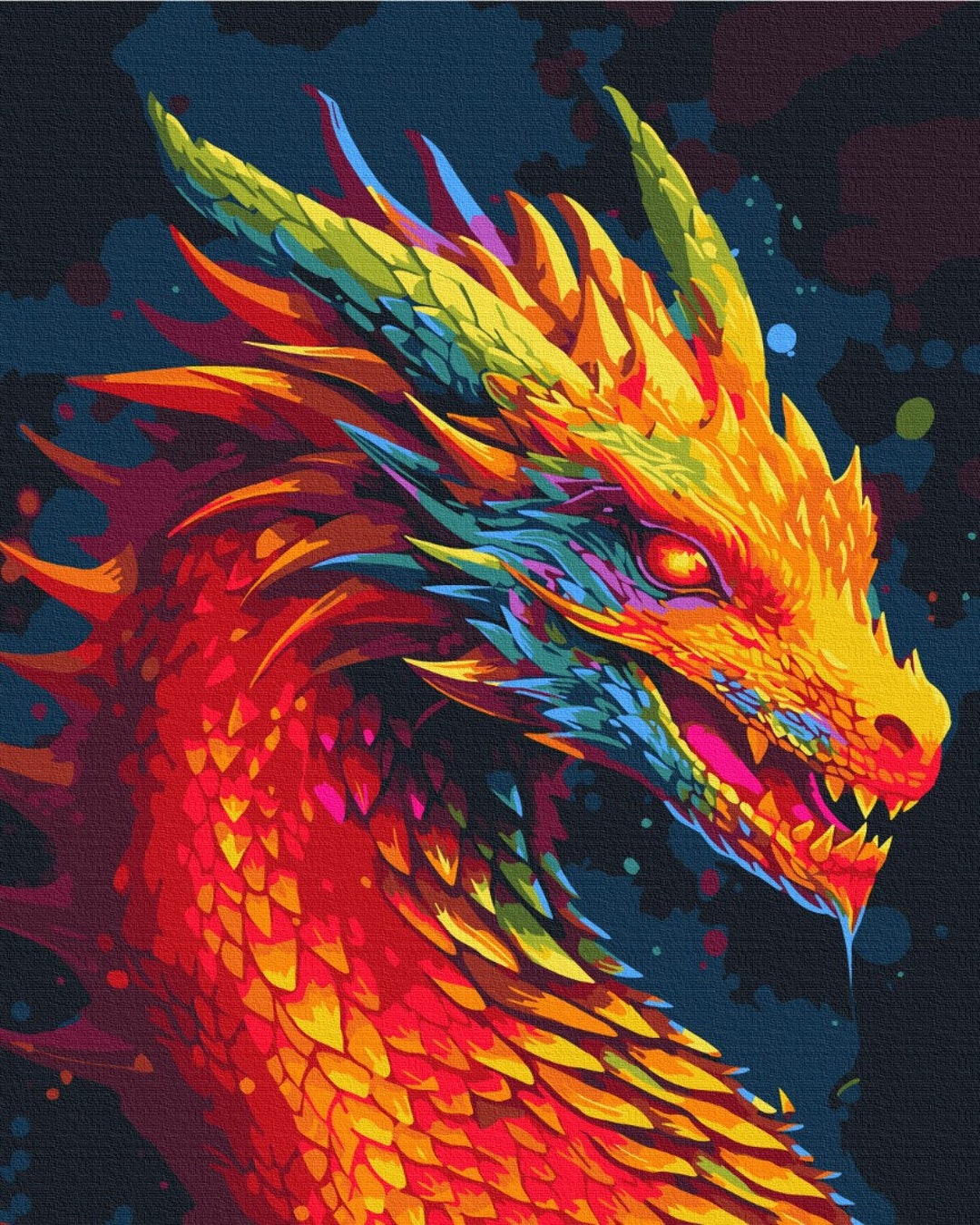 Neon Dragon Paint by Numbers anime Diy Painting by Numbers Etsy