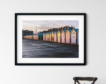 Brighton Beach Huts, Brighton Photography,  Brighton Sunset Print, East Sussex Prints, Photo Gift, Postcard, Fine Art Photography
