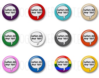 Custom Button Badge Pin, Bulk Wholesale Multibuy - 32mm 1.25", Personalised Badge- Customise your own badge with speech bubble and text