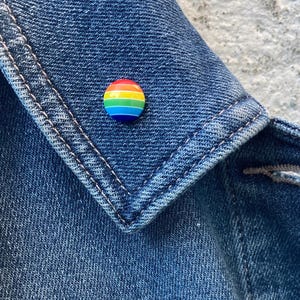 LGBT Pride Pin Brooch: 12mm LGBTQ+ Flag Brooch, Handmade Mini Rainbow Awareness Flag Pin