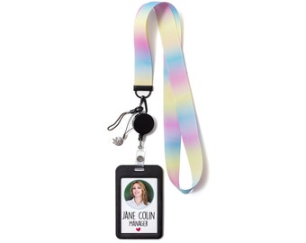 HANDMADE Customizable Lanyard, 4Pcs Set: Lanyard Neck Strap, ID Card Holder, Retracting ID card badge reel holder and String mobile strap