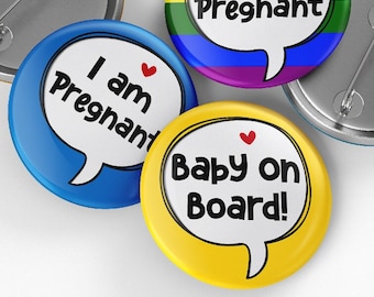 Spilla "Sono incinta", "Bebè a bordo", regalo per baby shower, consapevolezza della gravidanza (32 mm)