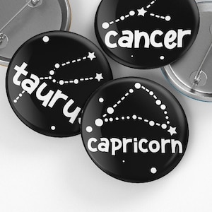 Zodiac Sign Pin Badge: Horoscope Astrology (32mm/44mm)