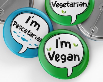 Insignia vegana, vegetariana y pescatariana: conciencia sobre la dieta, estilo de vida y salud (32 mm/44 mm)