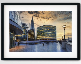 Skyscraper, London Photography Print, London Wall Art, Photo Gift, Travel Photography, England Prints, Long exposure, Sunset, United Kingdom