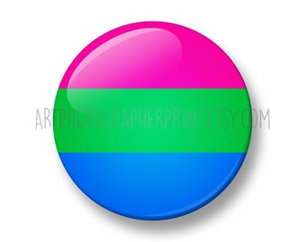 Polysexual Pride Flag pin badge button, 32mm or 44mm, Lgbt Lgbtq Lgbtqi Lgbtqia, Pride Gift