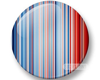 UK Climate Stripes Pin Badge: Global Warming Awareness (32mm/44mm)
