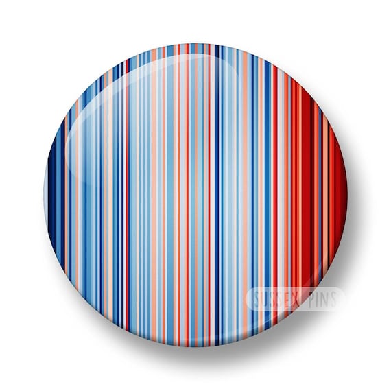 UK Climate Stripes Pin Badge: Global Warming Awareness (32mm/44mm)