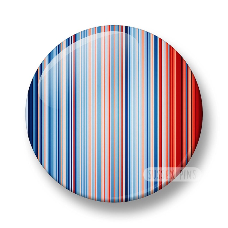 UK Climate Stripes Pin Badge: Global Warming Awareness (32mm/44mm) image 1