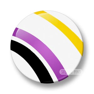 Botão/Broche LGBTQ+ individual - 32 mm ou 44 mm - Lésbica, Gay, Bissexual, Pansexual, Não-binário, Arromântico, Assexual, Assexual Cinza, Bissexual