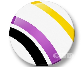 Individual: Pin con botón LGBTQ+ - 32 mm o 44 mm - Lesbiana, Gay, Bisexual, Pansexual, No binario, Arromántico, Asexual, Gris asexual, Bisexual