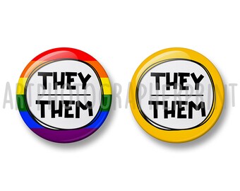They, Them. Gender Pronouns Pin Badge Button - Etsy