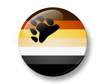 Bear Brotherhood Flag pin badge button, 32mm or 44mm, Lgbt Lgbtq Lgbtqi Lgbtqia, Pride Gift