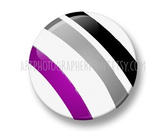 Asexual Pin Badge, 32mm, LGBTQ+ Pin Button Badge, Rainbow Pride flags, Asexual Pride Gifts