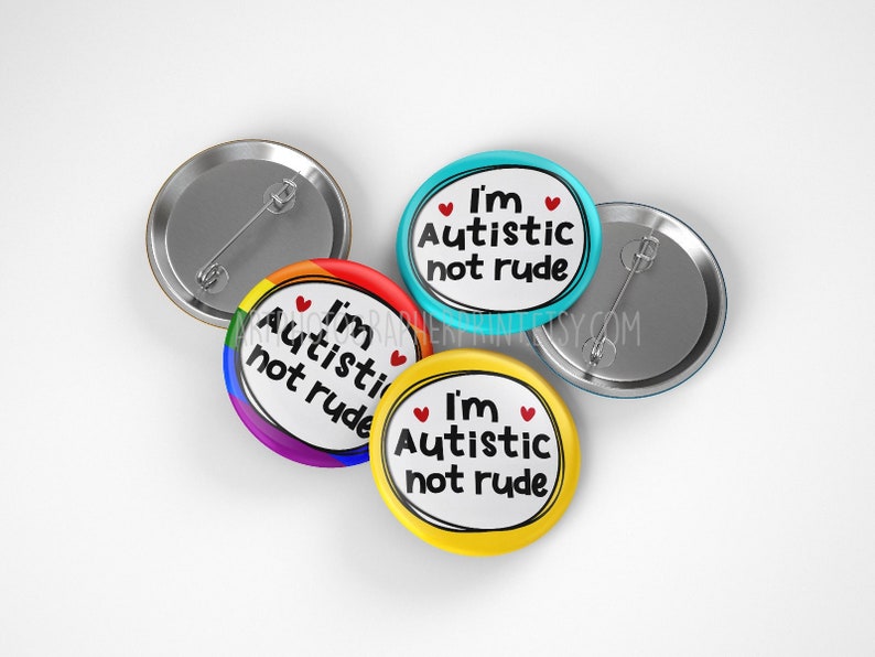 Insignia "Autista no grosero": Concienciación sobre la neurodiversidad y el autismo (32 mm/44 mm) imagen 5