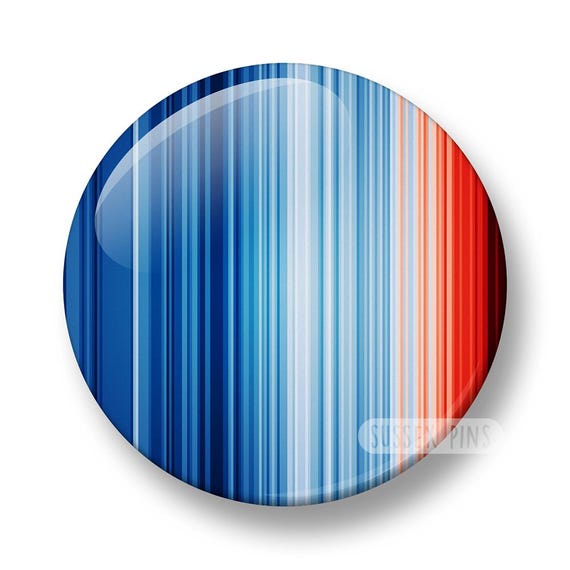 World Climate Stripes Pin Badge: Global Warming Awareness (32mm/44mm)