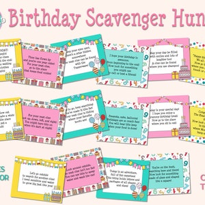 Birthday Scavenger Hunt, Girl Birthday Party Game, Birthday Party Game, Party Games for Kids, Quarantine Birthday, Scavenger Hunt Clues