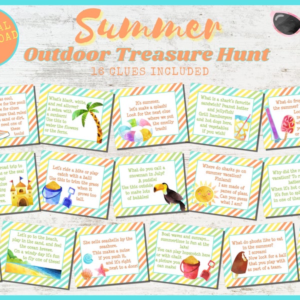 Summer Outdoor Scavenger Hunt, Outdoor Treasure Hunt, Outdoor Summer Game, Outdoor Scavenger Hunt, Summer Camp Game