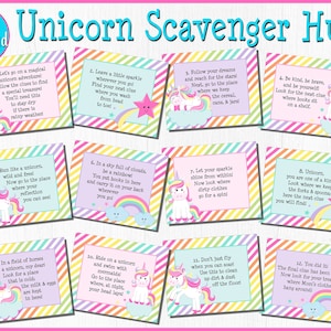 unicorn treasure hunt for kids unicorn scavenger hunt clues etsy