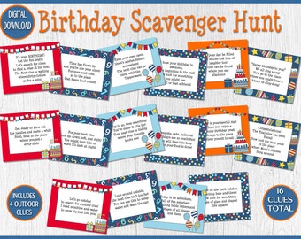 Birthday Scavenger Hunt, Birthday Party Game, Party Games for Kids, Pandemic Birthday Ideas, Scavenger Hunt Clues