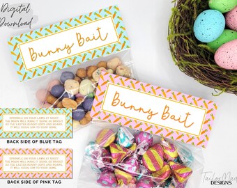 Easter Bunny Bait Tag, Printable Easter Tag, Bunny Bait Treat Bag, Easter Treat Bag Topper, Printable Easter Favor Tag, Easter Basket Tag