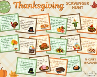 Thanksgiving Scavenger Hunt, Plaid Thanksgiving Treasure Hunt, Thanksgiving Printables, Turkey Scavenger Hunt, Thanksgiving Game for Kids