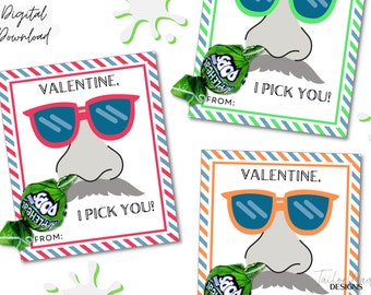 Pick You Valentines Card, Funny Booger Valentine, Gross Valentine, Printable Boy Valentine, Personalized Valentine