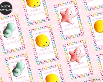 Printable Squishy Valentine Card, Squishy Valentine Card, Squish Valentine Tag, Valentine Party Favor, Squishy Gift Tag