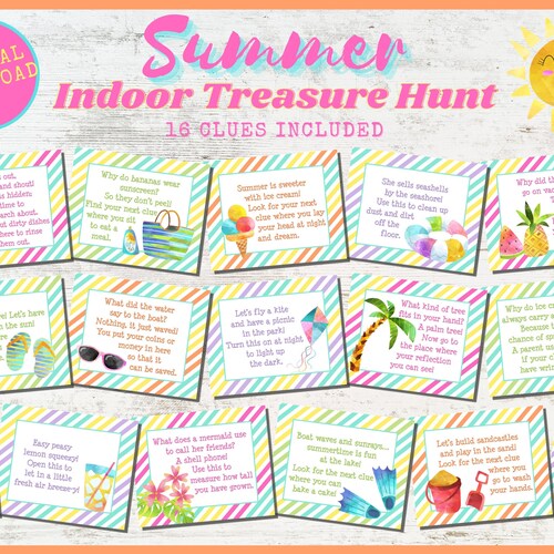 Summer Scavenger Hunt, Summer Indoor Activities, Summer Games for Kids, Rainy Day Camp Activities, Summer Birthday Party