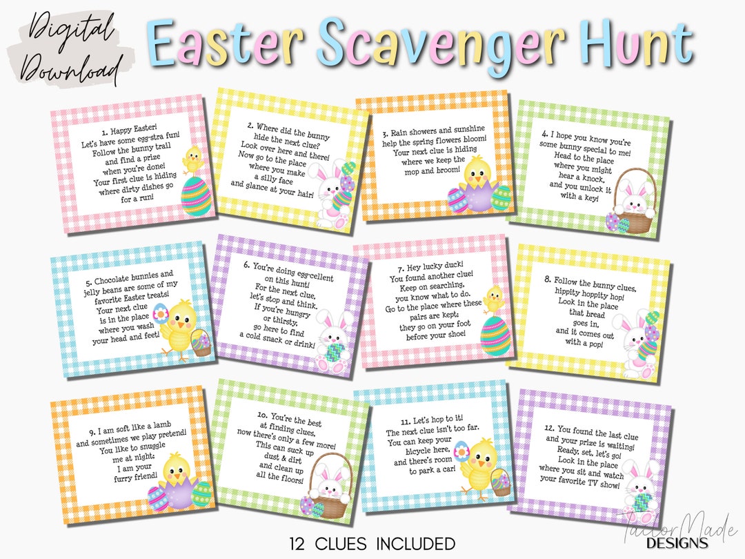 Easter Indoor Scavenger Hunt, Printable Easter Treasure Hunt, Easter ...