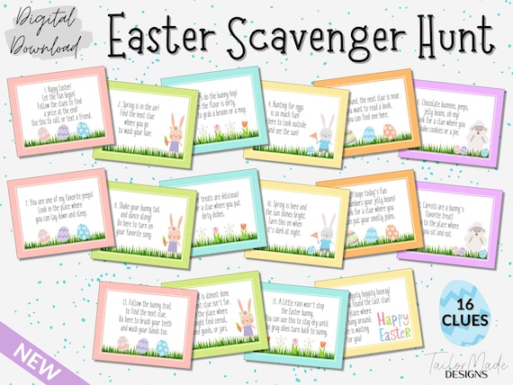 NEW 2022 Easter Indoor Scavenger Hunt Printable Easter - Etsy