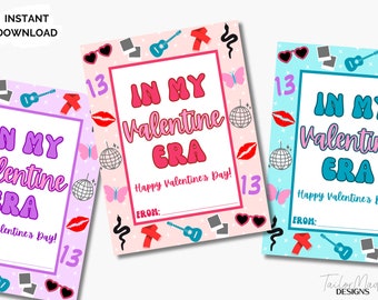 In My Valentine Era, Swiftie Valentine Cards, Eras Tour Valentine, Printable Valentine, Printable Classroom Valentine's Cards