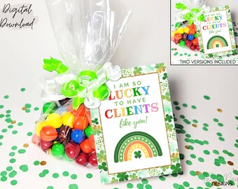 St. Patrick's Day Client Appreciation, St. Patrick's Day Client Gift Tag, St. Patrick's Day Printable Gift Tag, St Patrick's Treat Bag