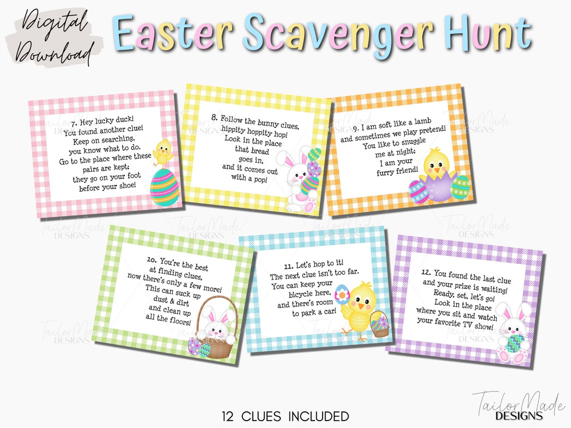Easter Indoor Scavenger Hunt Printable Easter Treasure Hunt - Etsy