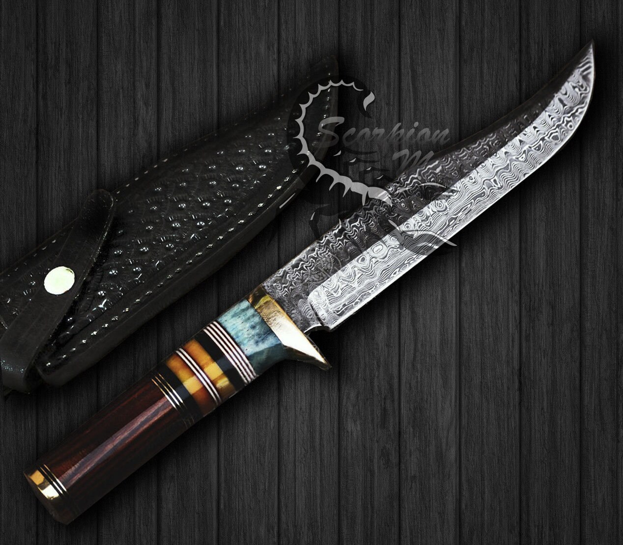 Handmade Bowie Knife Custom, Hunting Knife With Sheath, Envraving