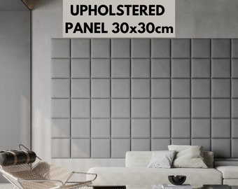 Gepolstertes Kopfteil zur Wandmontage, 30 x 30 cm, quadratisches gepolstertes Panel, weiche Kopfstütze aus Ledersamt, individuelles Kopfteilpanel, abnehmbare Wandpolsterung