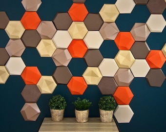 DECORATIVE SOUNDPROOFING Tile Acoustic panel Sound absorbing panel Honeycomb Sound insulation Block noise Hexagon Wall Art Easy DIY
