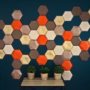 DECORATIVE SOUNDPROOFING Tile Acoustic panel Sound absorbing panel Honeycomb Sound insulation Block noise Hexagon Wall Art Easy DIY