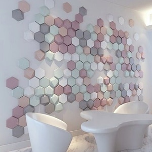 Sound-absorbing decorative panel Wall-mounted acoustic panel Soundproofing Blocks noise Wall sound insulation Hexagon decoration