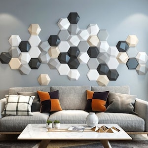 Décoration murale hexagonale en bois, sculpture géométrique, panneaux en  nid d'abeille, mosaïque unique, hexagones inachevés en MDF (10) :  : Cuisine et Maison