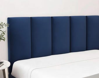 UPHOLSTERED WALL Headboard, CUSTOMIZABLE Rectangular 24"x10" Panels, Peel and stick, Velvet, Fabric, Leather Cushioned wall panel, Adhesive