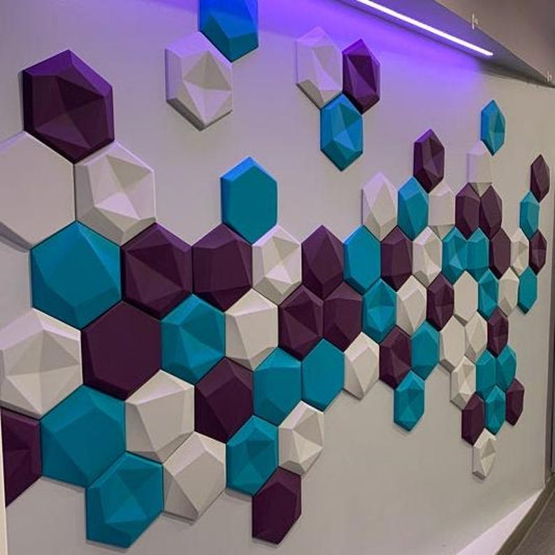ACOUSTIC PANEL 3D Tile Noise Reduction Home Decor Insulation Acoustic sound absorber Decor texured design Professional sound proofing PACK 80 TILES